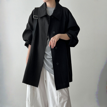 【アウター】春 秋 冬 レトロ カジュアル ダブルフロント 前立て 小柄向け トレンチコート 【SNシリーズ】