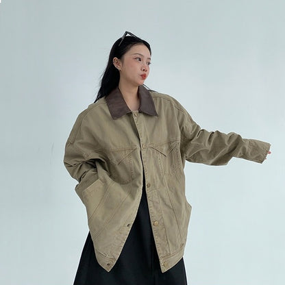 【アウター】春 秋 バーン風 ユーズド加工 リラックスフィット ジャケット 【FCシリーズ】