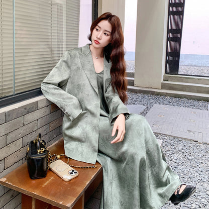 2点セット！【セットアップ】中国風 竹柄  レディース 秋新作 ジャケット＋キャミワンピース【SHシリーズ】