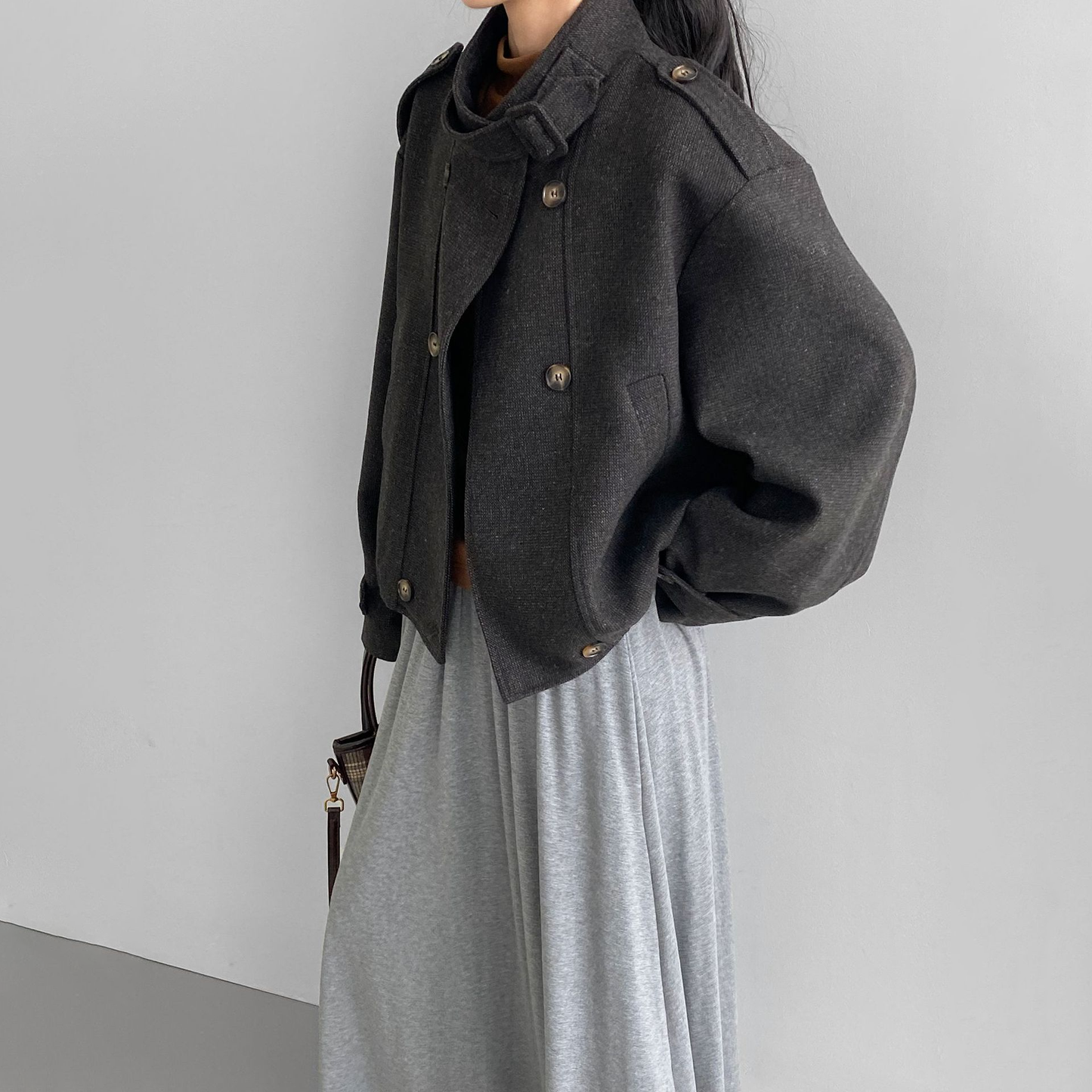 【アウター】秋冬 韓国風 ヴィンテージ感 ウールコート レディース 立ち襟 ジャケット【JZシリーズ】