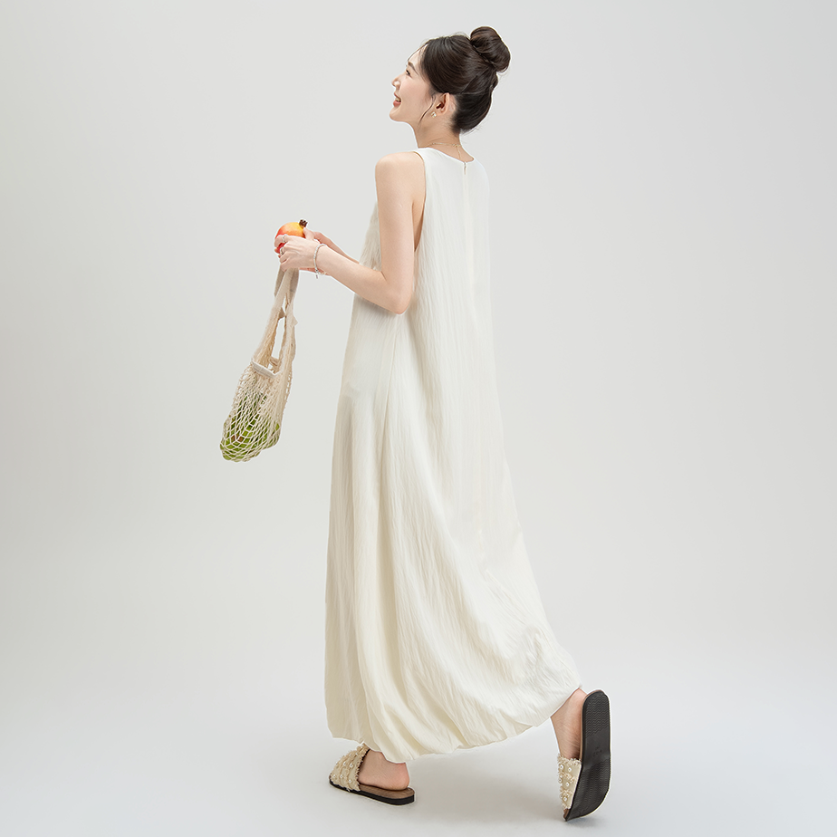 【ワンピース】夏新作 フレンチエレガンス ゆったりシルエット ノースリーブキャミ バルーンワンピース【JZシリーズ】