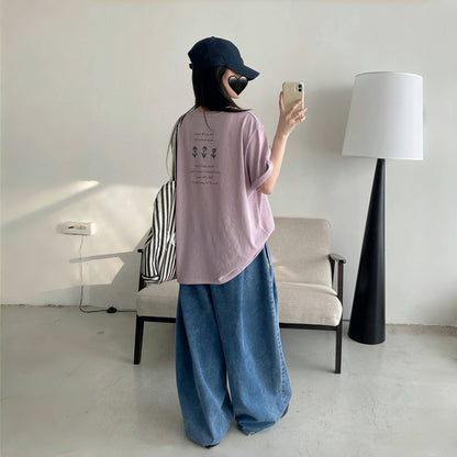 【ボトムス】春 秋 夏  ハイウエスト レトロ ゆるリラックス デニム パンツ  【FCシリーズ】