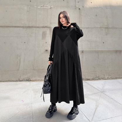 【ワンピース】切り替え 春 秋 冬 ダークテイスト長袖 ワンピース 【AHシリーズ】