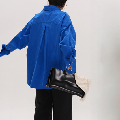 【トップス】クラインブルー 着回しやすい ゆったりシルエット シャツ 【JZシリーズ】