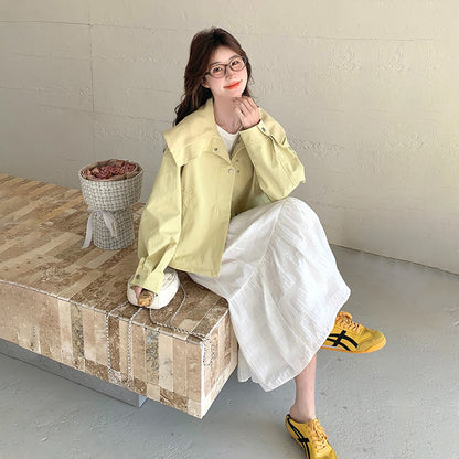 【アウター】韓国風イエロージャケット レディース ショート丈 大人可愛い 小柄さん向け 秋コーデ【JZシリーズ】