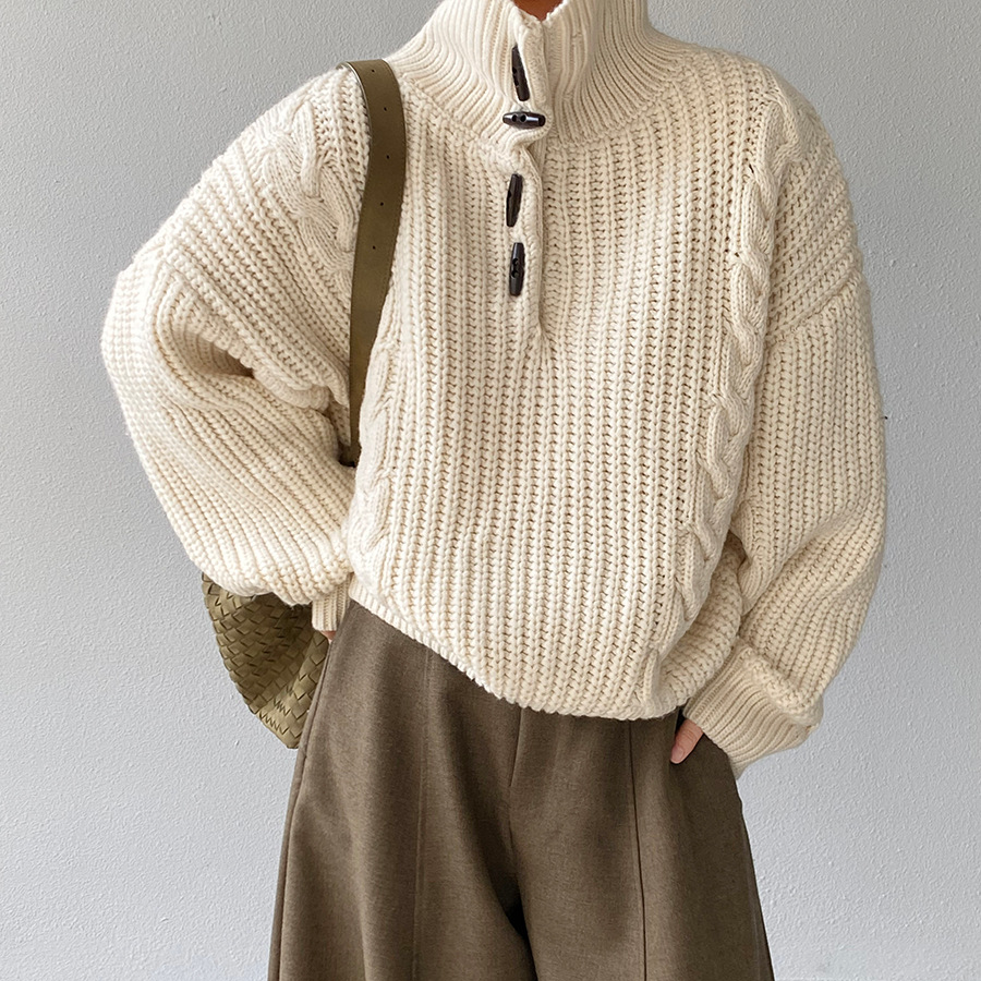 【トップス】気質 あったか ケーブル編み ハイネックセーター 春秋冬 プルオーバー ゆるかわ【JZシリーズ】