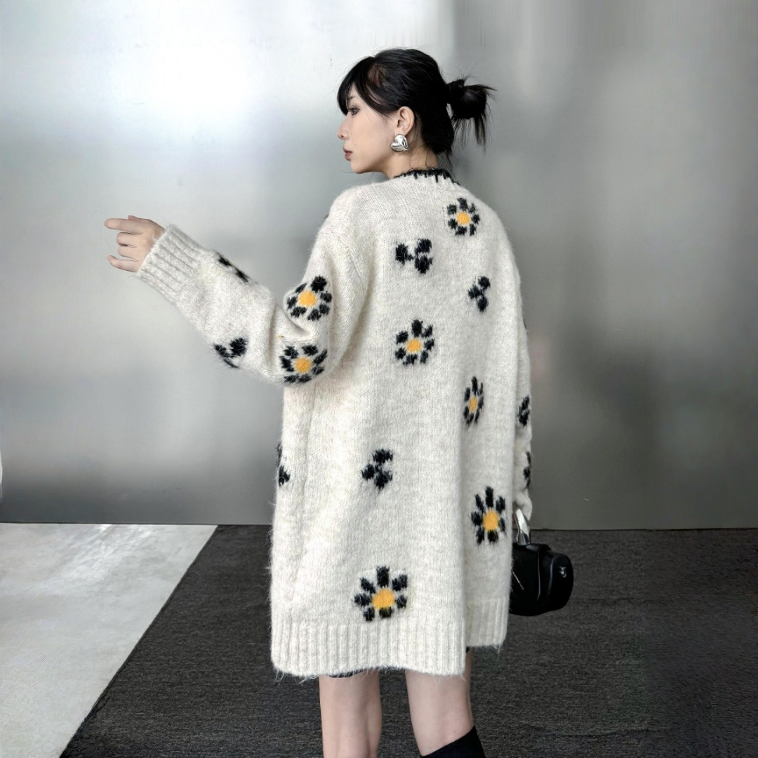 【トップス】春 秋 冬 フラワー ニット アウター ニット セーター 【AHシリーズ】