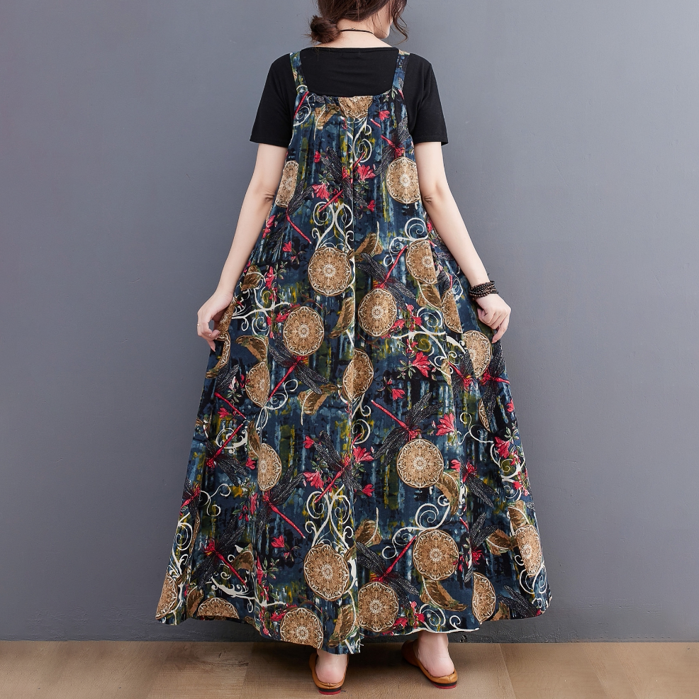 【ワンピース】キャミワンピース レディース 夏新作 気質ある花柄 ノースリーブ ロングワンピース ゆったりシルエット 着痩せ 大人可愛い【SHシリーズ】