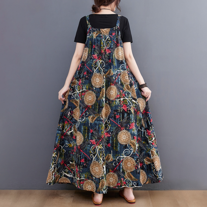 【ワンピース】キャミワンピース レディース 夏新作 気質ある花柄 ノースリーブ ロングワンピース ゆったりシルエット 着痩せ 大人可愛い【SHシリーズ】