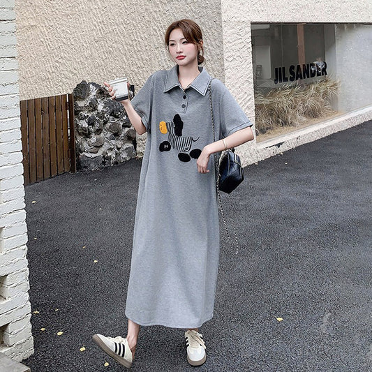 【ワンピース】ポロカラー  カジュアルスウェットワンピース レディース 夏 ゆったり感 リラックススタイル 半袖ワンピース【SHシリーズ】