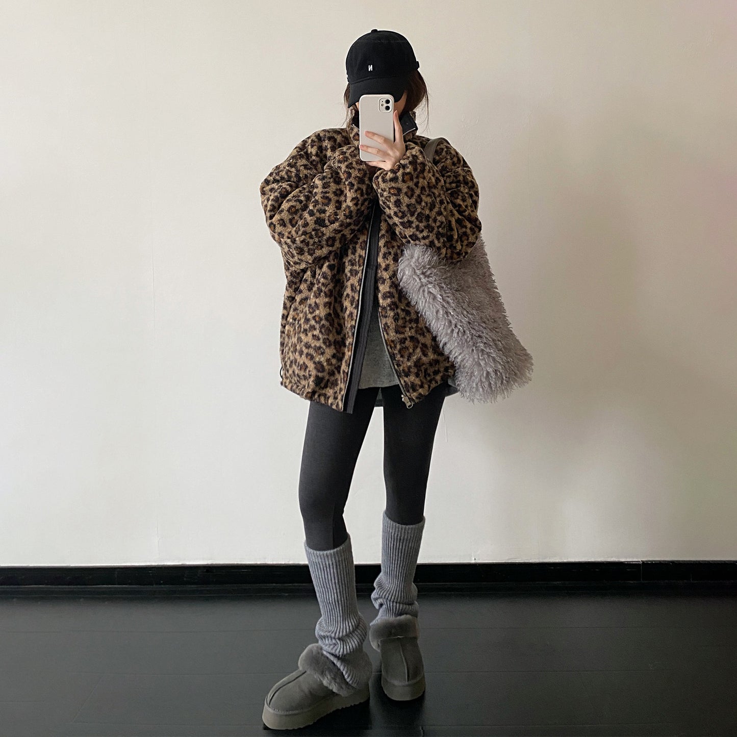 【アウター】リバーシブル レオパード柄 ボア 防寒 厚手 ワークジャケット レディース 秋冬 綿入れコート 【FCシリーズ】【15~20内発送】