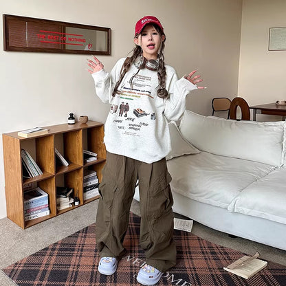 【トップス】カジュアル アメリカン ヴィンテージ クルーネック スウェット レディース ユニセックス オーバーサイズ パーカー【FCシリーズ】