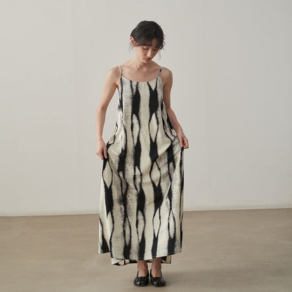 【ワンピース】ヴィンテージ ゆったり シルエット スリム効果 気品あるノースリーブワンピース 【SHシリーズ】