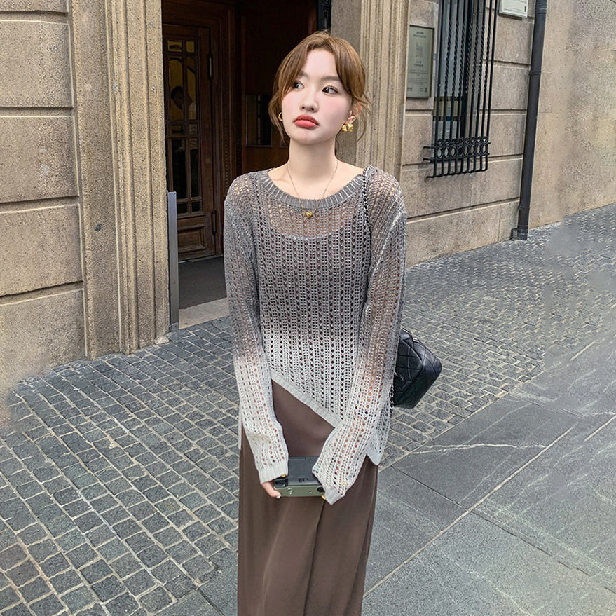 2点セット！【セットアップ】グラデーションニットカーディガンセット ワンピース レディース 韓国風 雰囲気抜群 絶美でユニーク【JZシリーズ】