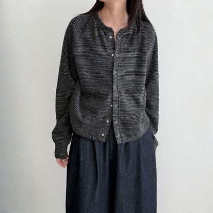 【アウター】春 秋 冬 起毛 ストライプ柄 カーディガン ジャケット【SNシリーズ】