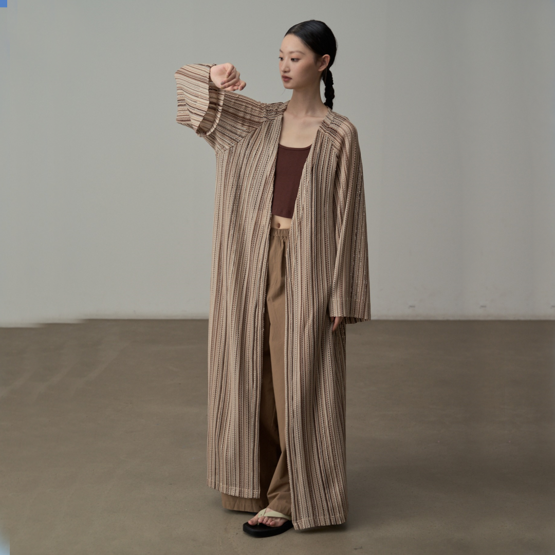 【ワンピース】春 秋 夏 ストライプ柄 ゆったり 体型カバー 長袖 ワンピース 【SHシリーズ】