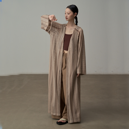 【ワンピース】春 秋 夏 ストライプ柄 ゆったり 体型カバー 長袖 ワンピース 【SHシリーズ】