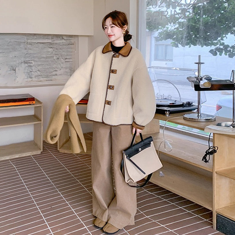 【アウター】リバーシブル仕様 スエード調×ボア コート 冬新作 レディースジャケット【JZシリーズ】