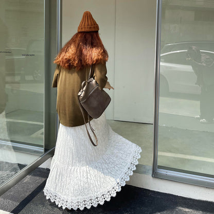 【ボトムス】 初秋新作 ロングスカート ふんわりフェミニン デザイン性 小众レース切り替えスカート