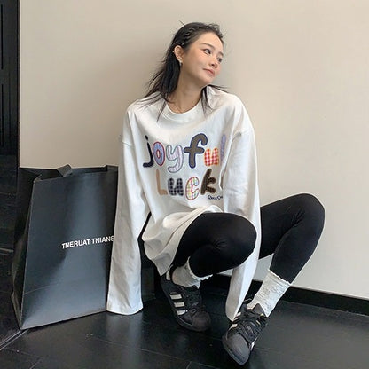 【トップス】アップリケ刺繍 カラフル コットン100% リラックス感 Ｔシャツ 【FCシリーズ】