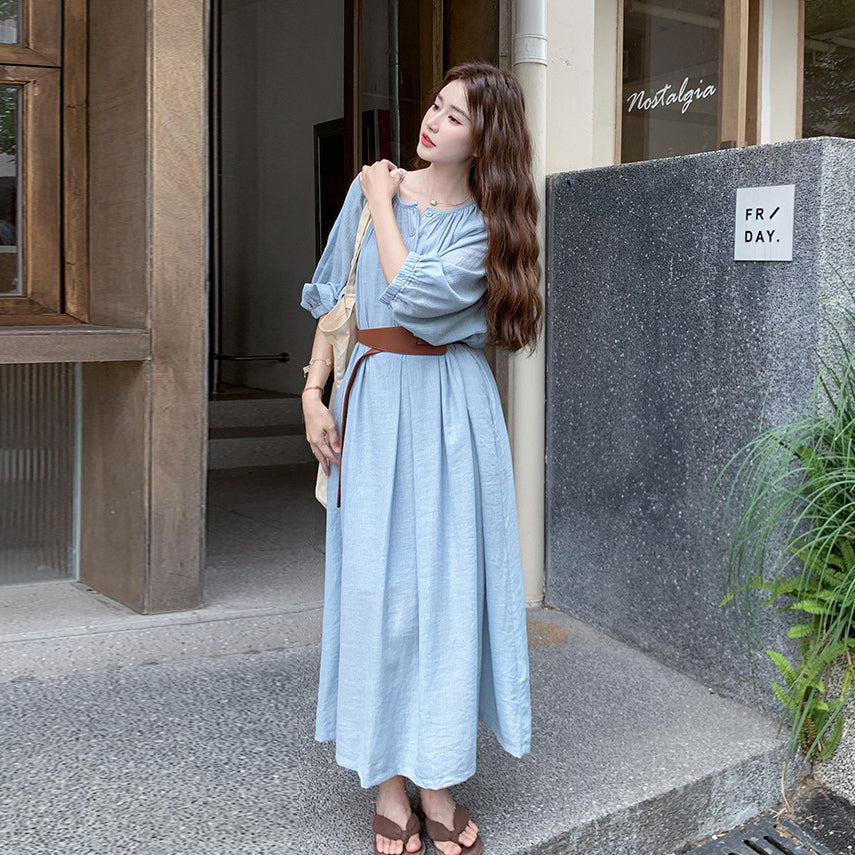 【ワンピース】優しいエレガンス デザイン感 ベルト 日焼け防止 長袖ワンピース【JZシリーズ】