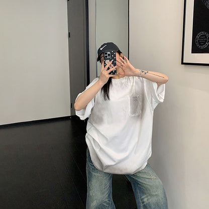 【トップス】ゆるっとアメリカンレトロ ヘビーウェイトTシャツ コットン半袖 オーバーサイズ 脱力系カジュアル【FCシリーズ】