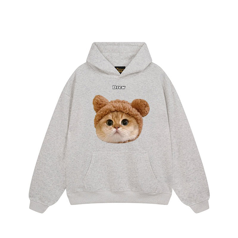 【トップス】🐱アメリカンストリート猫プリントクルーネックスウェット ユニセックス コットン オーバーサイズ 秋冬コーデ【FCシリーズ】