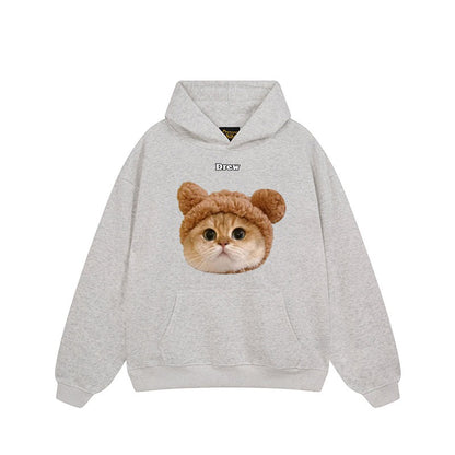 【トップス】🐱アメリカンストリート猫プリントクルーネックスウェット ユニセックス コットン オーバーサイズ 秋冬コーデ【FCシリーズ】