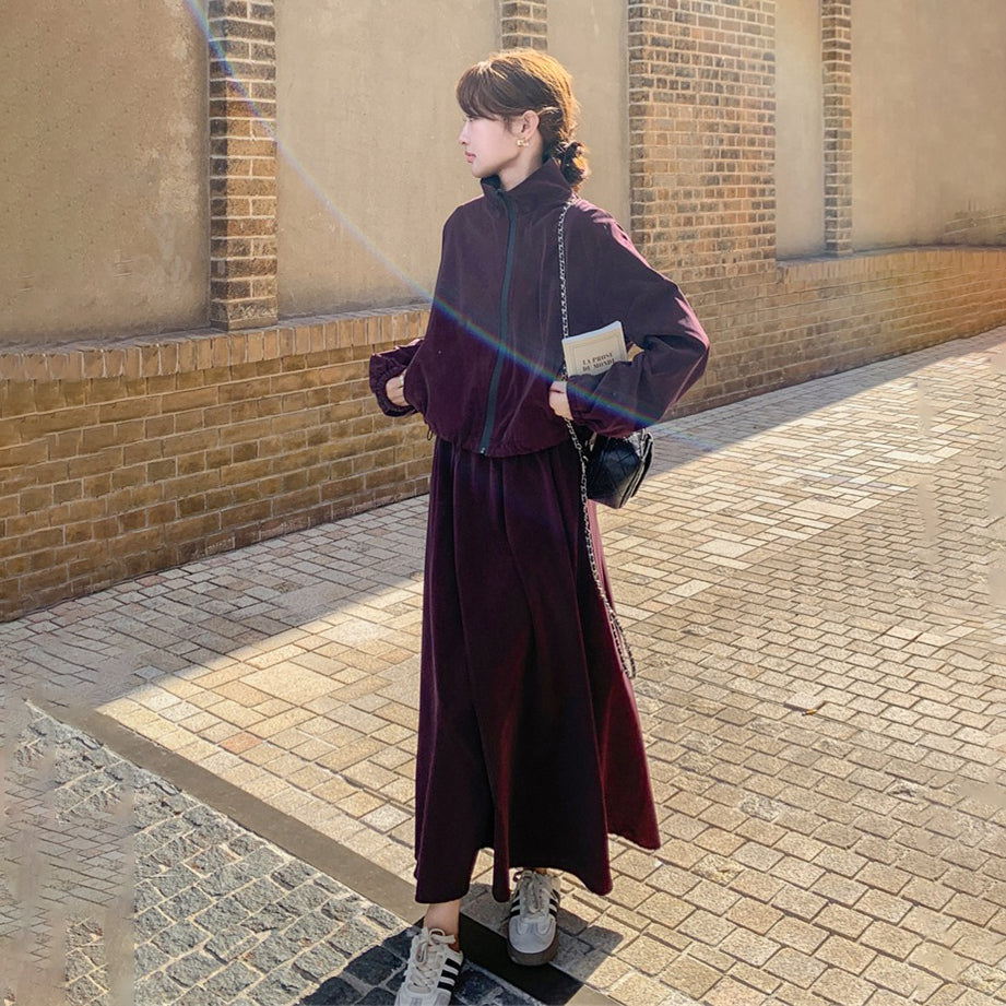 2点セット！【ワンピース】ワーク風 レディース トレンド 高見え OOTDコーデ スカート付き 上下セット 若見えカジュアル【JZシリーズ】