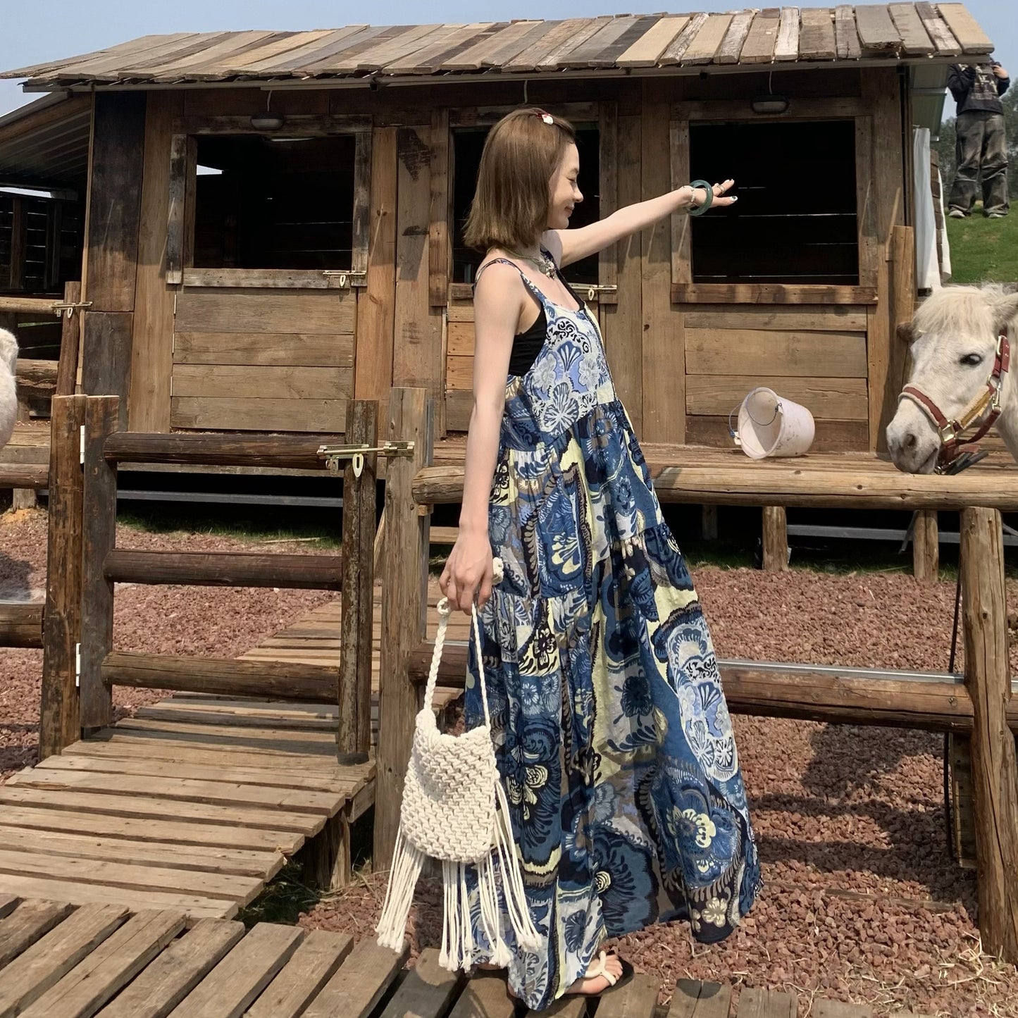 【ワンピース】夏新作 ヴィンテージ風 ゆったり カジュアル リラックスシルエット ノースリーブワンピース【SHシリーズ】