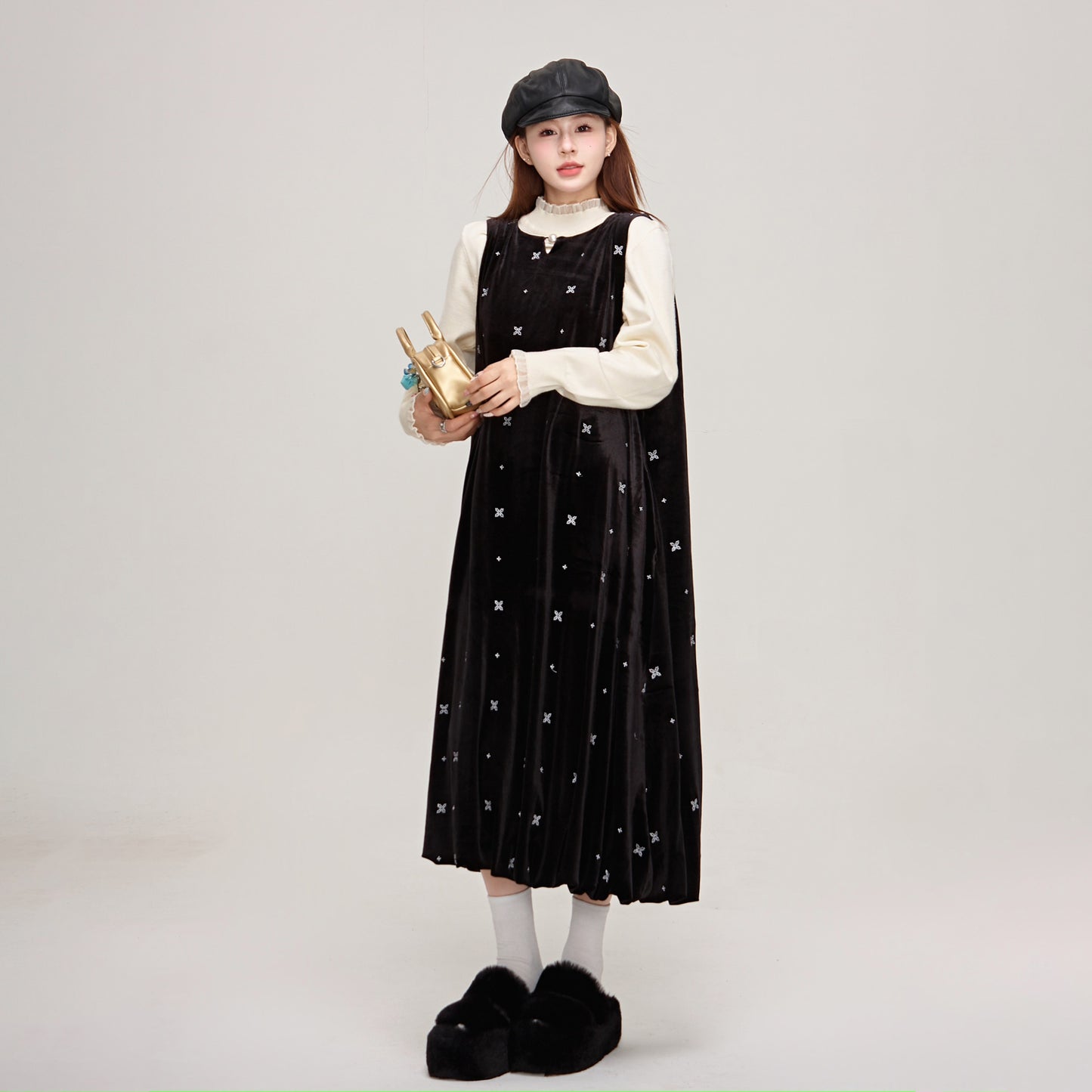 【ワンピース】🌟可愛さUP♡星柄刺繍ベストワンピ レディース 秋冬 ノースリーブワンピース【JZシリーズ】