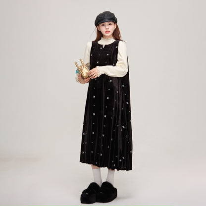 【ワンピース】🌟可愛さUP♡星柄刺繍ベストワンピ レディース 秋冬 ノースリーブワンピース【JZシリーズ】