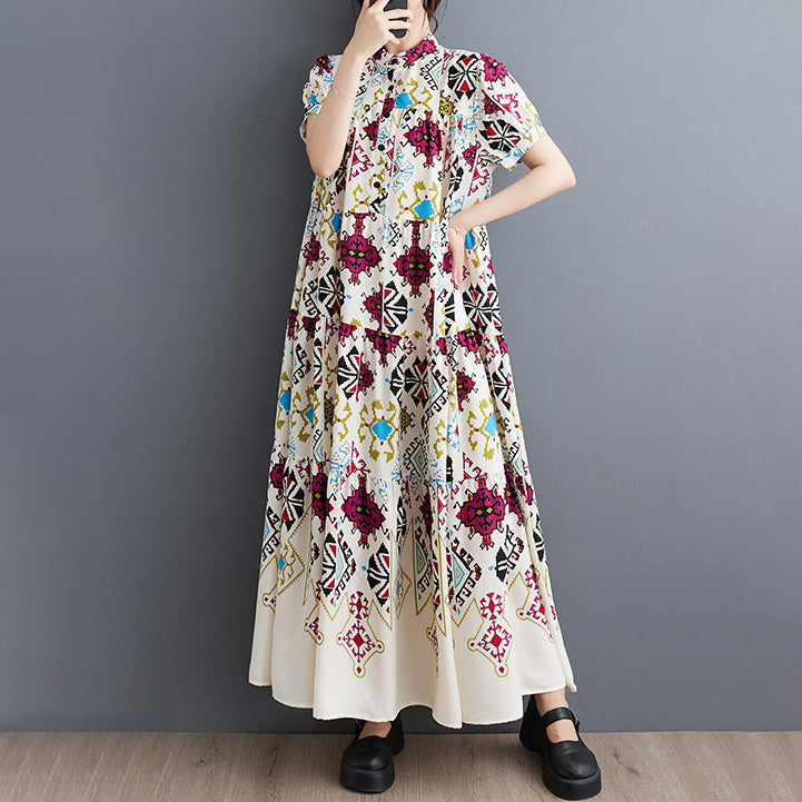 【ワンピース】大きいサイズ レディース夏新作 韓国風 ゆったりサイズ スリム効果 花柄 半袖 シャツワンピース【SHシリーズ】