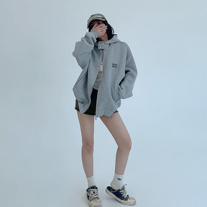 【アウター】ユニセックス フード付きジャケット 美式カジュアル ゆったりシルエット【FCシリーズ】【10～15日内発送】