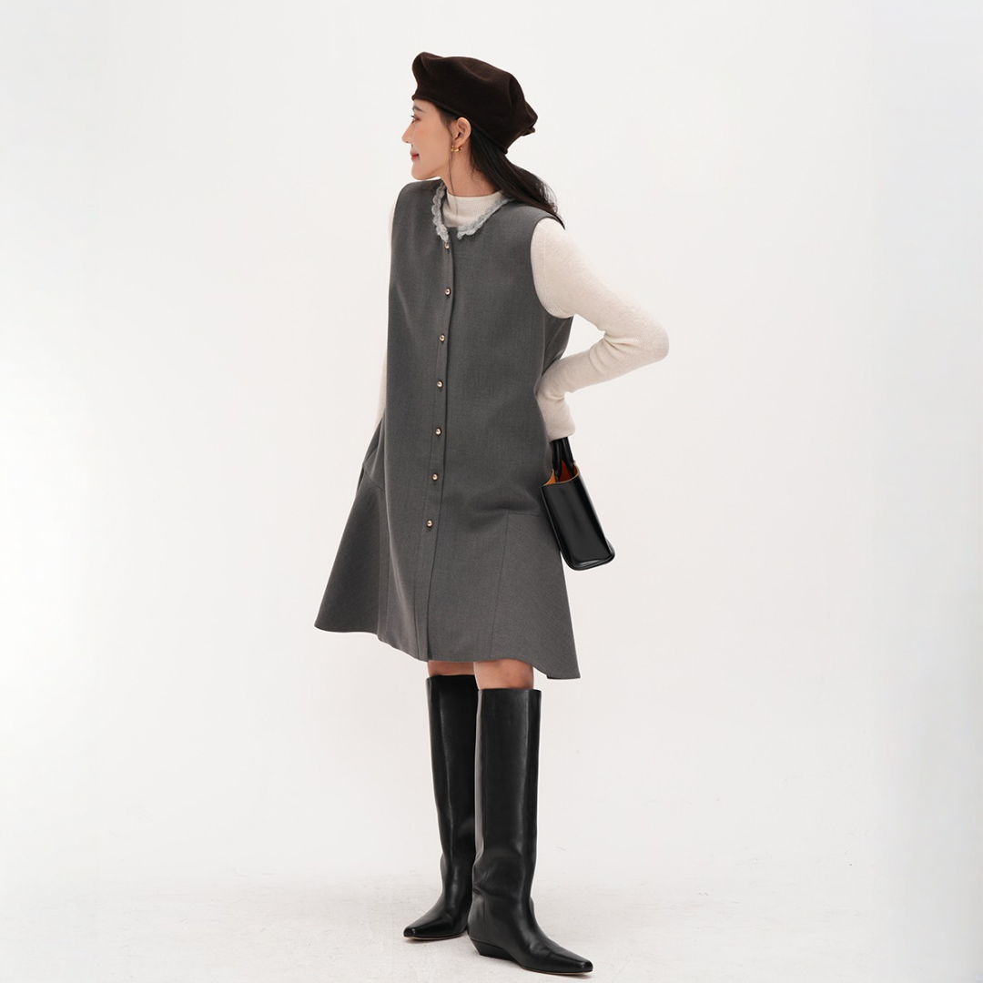 【ワンピース】春 秋 冬 プレッピースタイル  レディ風 ベスト型 ノースリーブ ワンピース 【JZシリーズ】