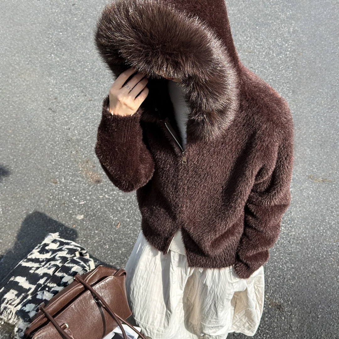 【アウター】春 秋 冬 フード ジップ カーディガン ゆったり 柔らかニット ジャケット 【JZシリーズ】