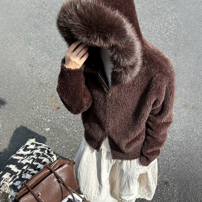 【アウター】春 秋 冬 フード ジップ カーディガン ゆったり 柔らかニット ジャケット 【JZシリーズ】