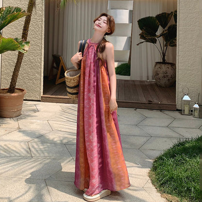 【ワンピース】夏新作 タイダイ柄 ノースリーブワンピース リゾート感満載 旅行コーデにぴったり【SHシリーズ】