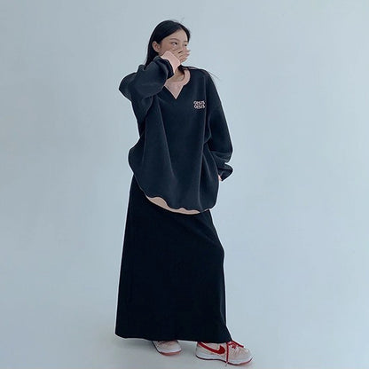 【トップス】春秋冬 ヴィンテージ風 配色 裏起毛 スウェット ゆったり シルエット レディース【FCシリーズ】