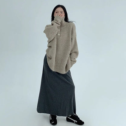 【トップス】春秋冬 レトロ感 ゆったり タートルニット トップス 秋冬 レディース【FCシリーズ】