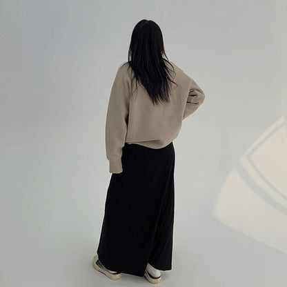 【トップス】ゆるめレトロワッペン刺繍 クルーネックセーター【FCシリーズ】