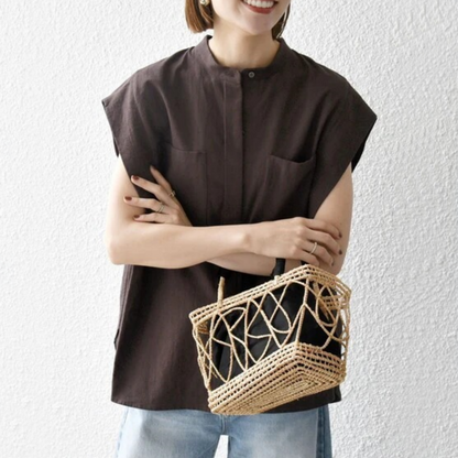 【トップス】夏 立襟 コットン 日焼け止め シャツ