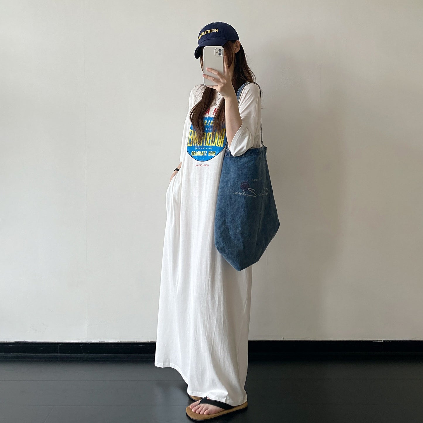 【ワンピース】Tシャツワンピース レディース ヴィンテージプリント 半袖 リラックスシルエット ロング丈 夏新作【FCシリーズ】