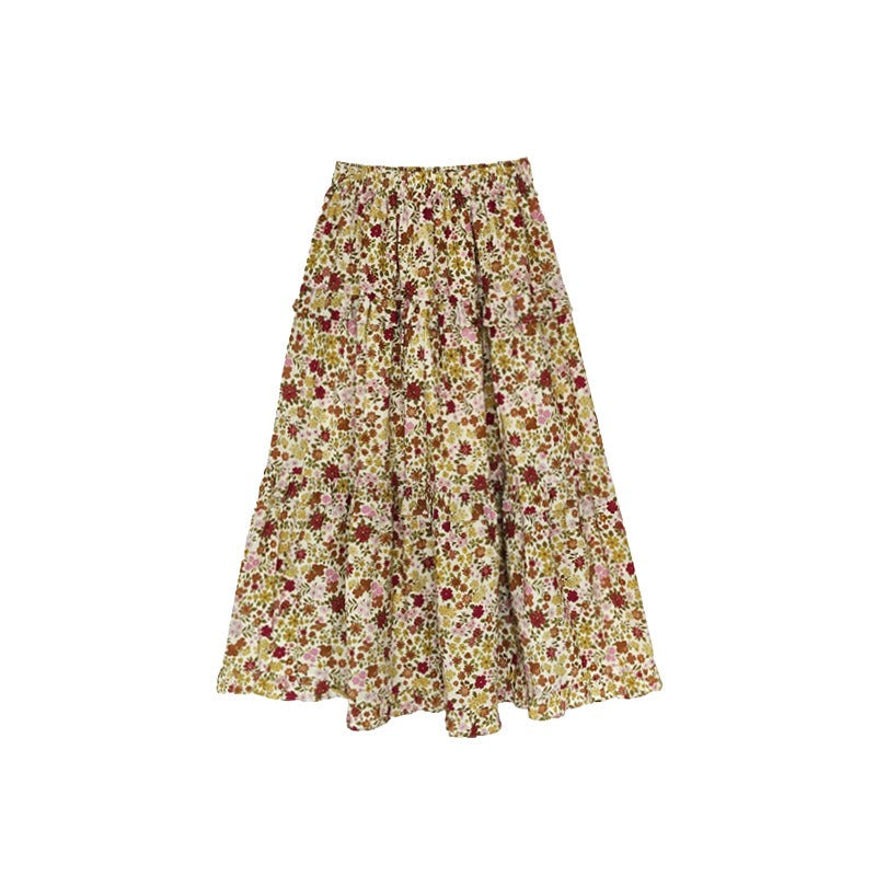 【ボトムス】小花柄 ハイウエスト Aライン スカート 【JZシリーズ】