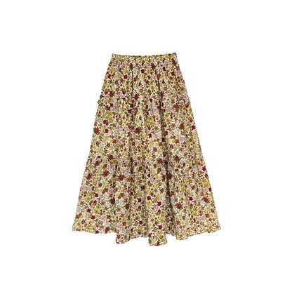 【ボトムス】小花柄 ハイウエスト Aライン スカート 【JZシリーズ】