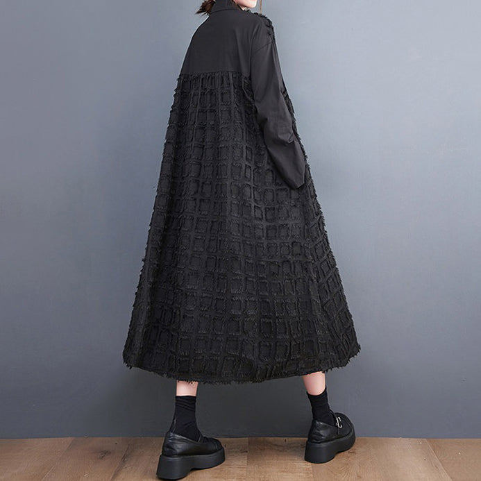 期間限定⭐️60%OFF【ワンピース】韓国風 ワイドシルエット 大きいサイズ チュール切り替え ミモレ丈ワンピース 長袖 レトロナチュラル【AHシリーズ】