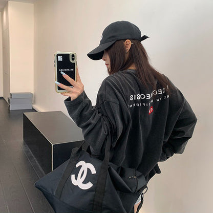 【トップス】ウォッシュ加工刺繍長袖Tシャツ レディース 初秋 ヴィンテージ風 ゆったり こなれ感【FCシリーズ】
