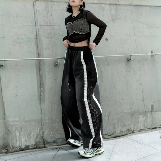 【ボトムス】夏 ウォッシュデニム 切り替え カジュアルデニムパンツ 【AHシリーズ】