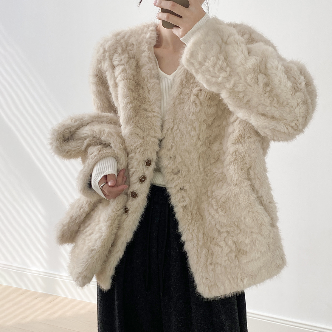 【アウター】マフラー付き！ふわふわ エコファー コート レディース 冬 あったか 綿入れコート【JZシリーズ】