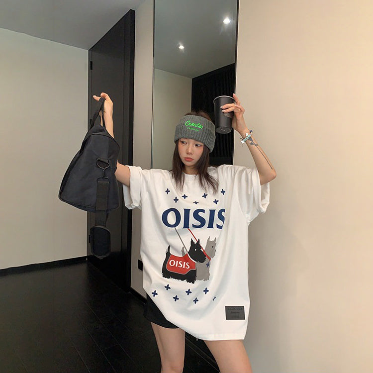 【トップス】カートゥーンプリント 半袖Tシャツ レディース リラックス感 カジュアル ストリート系【FCシリーズ】